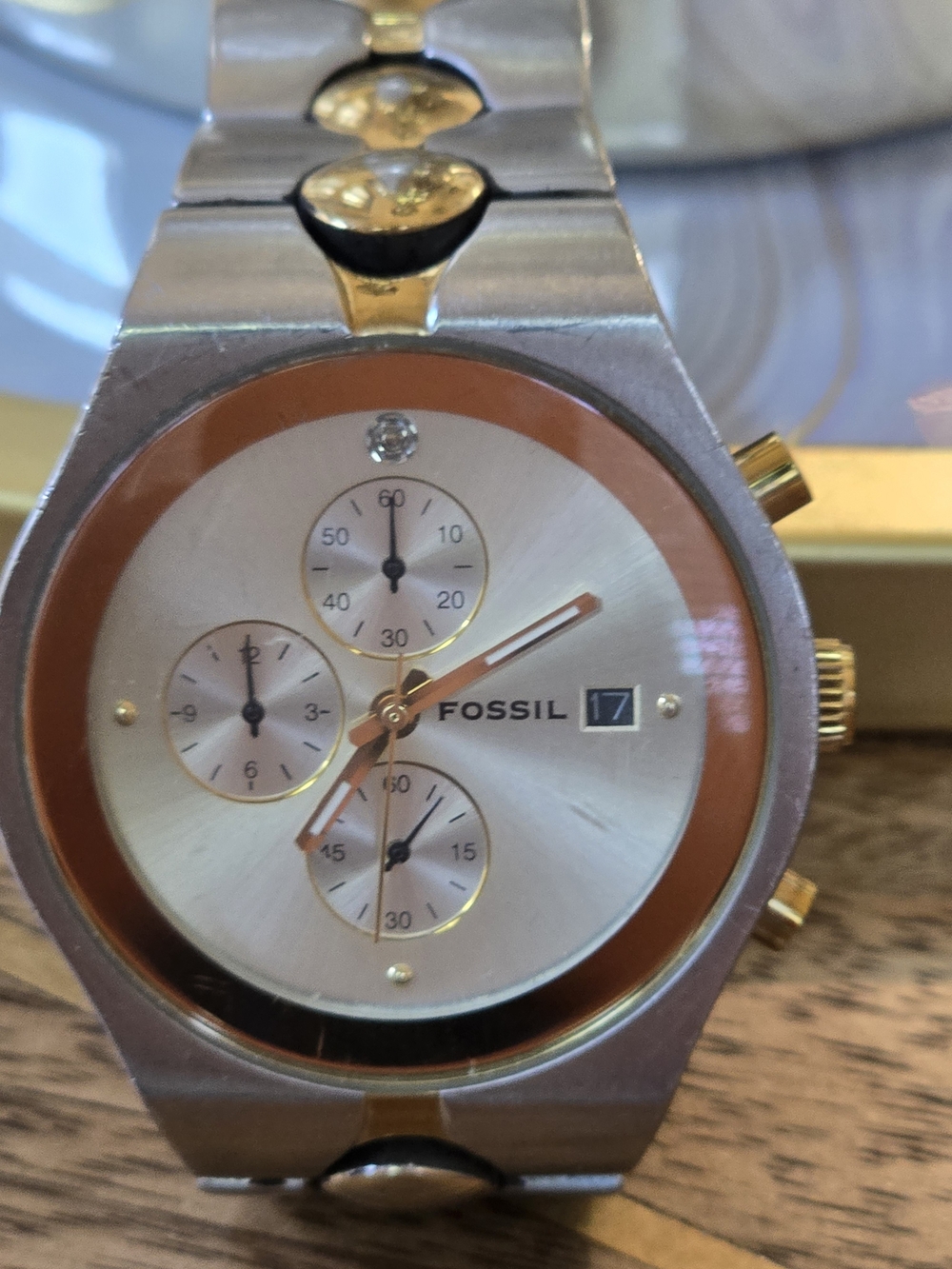 Fossil Two-Tone Chronograph Watch - Silver & Gold Accents